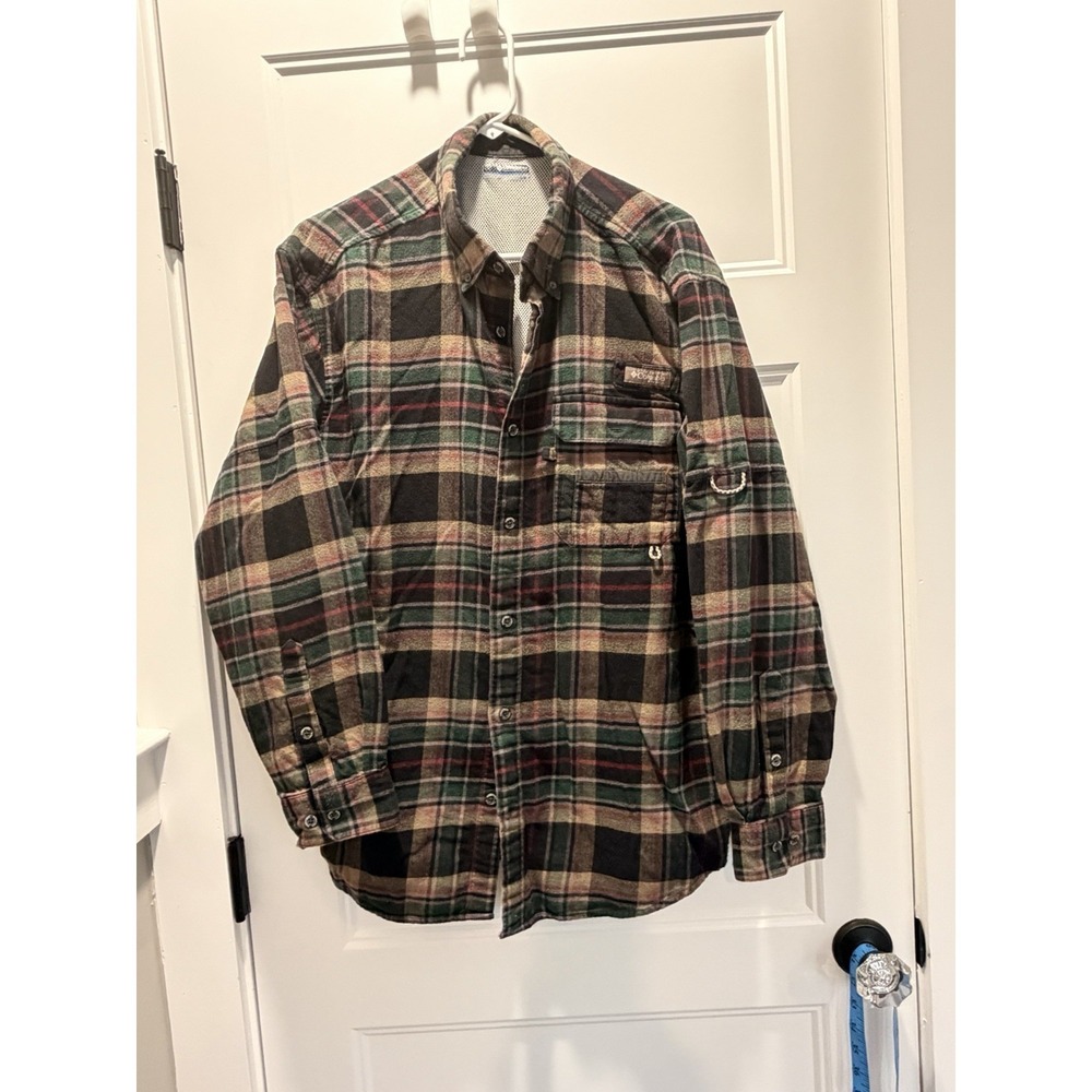 Columbia PHG Plaid Flannel Shirt Jacket Mens Large Hunting Outdoors Button Up